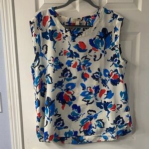 J. Crew Floral Sleeveless Blouse in Blue and Red